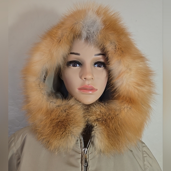 Max Mara Womens Beige Fur-Trimmed Hooded Jacket Size 4 - Picture 2 of 10